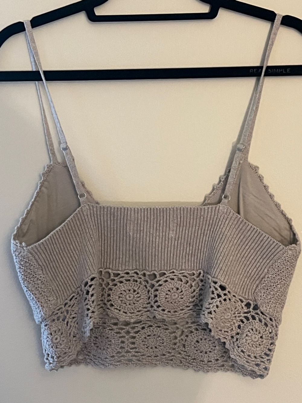 Abercrombie & Fitch Taupe Crochet-Trim Knit Bralette and Shorts Set - Picture 4 of 7